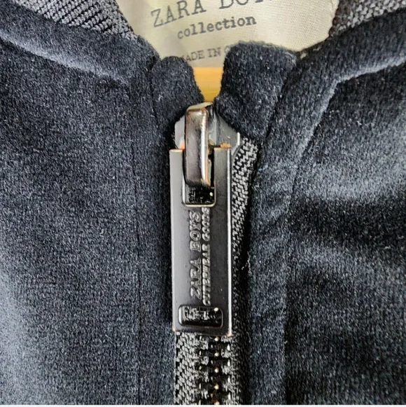 Zara Boy Velveteen Zip Front Bomber Jacket Black Size 13/14 - Picture 4 of 10